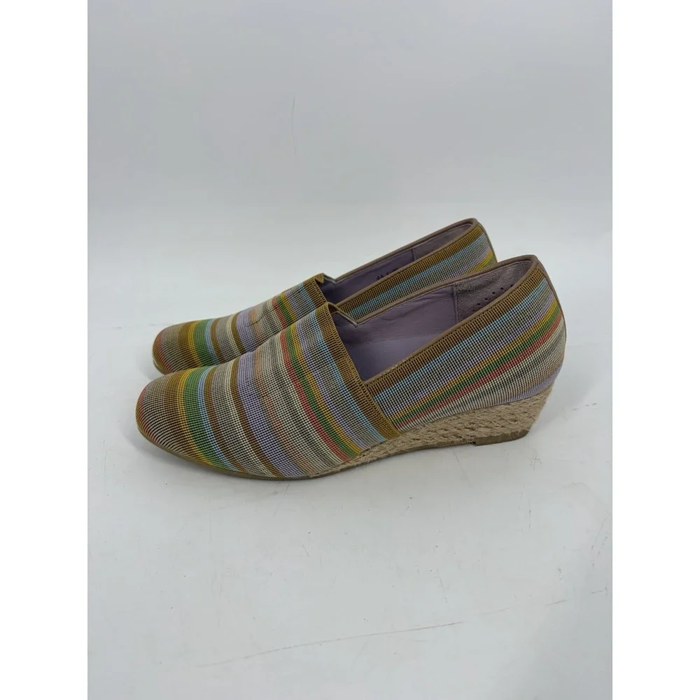 SAS Becky Jute Wrapped Wedge Slip On Shoes Womens 6.5W Stripe Made Italy